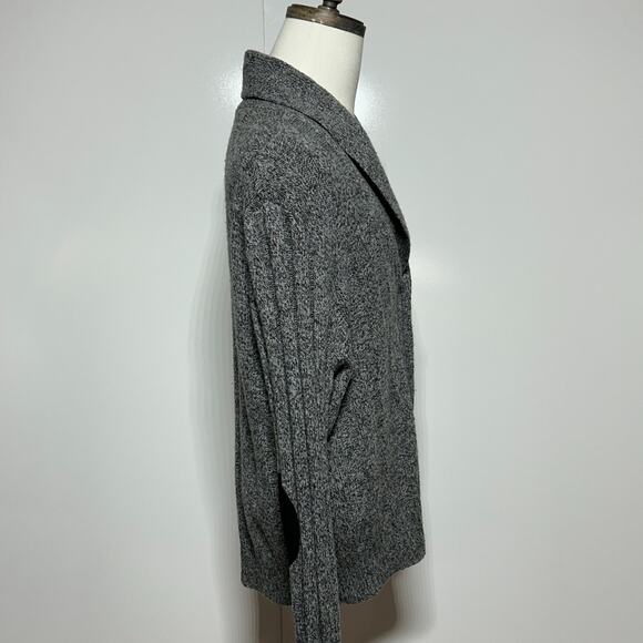 Jos. A. Bank Wool Cardigan Mens Large Gray Shawl Collar Elbow Patches Leather Bu - Picture 5 of 10